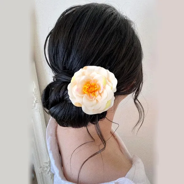 Cream_Artificial_Rose_Hair_Pin_Accessories_For_Women_&_Girls_(14_X_8_X_1_Cm)