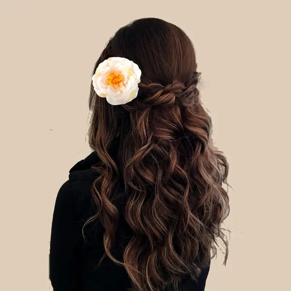Cream_Artificial_Rose_Hair_Pin_Accessories_For_Women_&_Girls_(14_X_8_X_1_Cm)