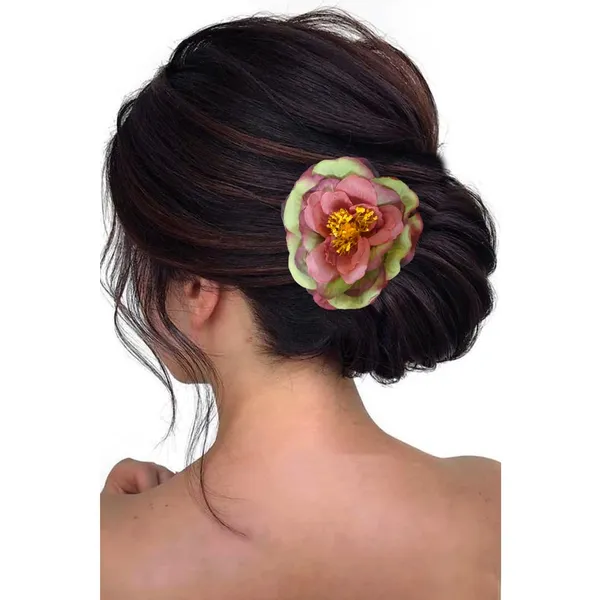 Maroon_&_Green_Artificial_Rose_Hair_Pin_Accessories_For_Women_&_Girls_(14_X_8_X_1_Cm)