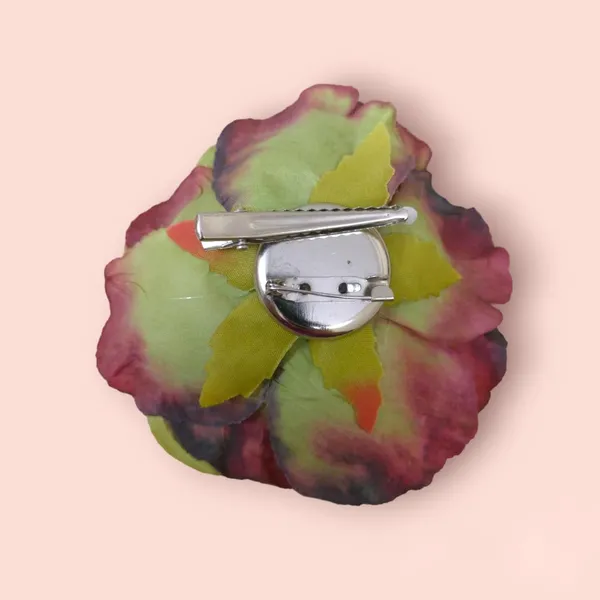 Maroon_&_Green_Artificial_Rose_Hair_Pin_Accessories_For_Women_&_Girls_(14_X_8_X_1_Cm)