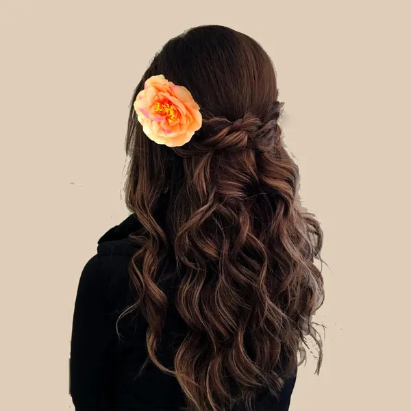 Peach_Artificial_Rose_Hair_Pin_Accessories_For_Women_&_Girls_(14_X_8_X_1_Cm)