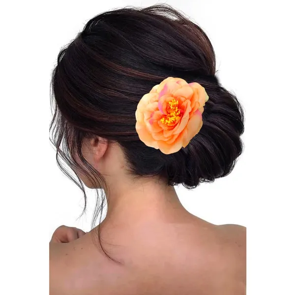 Peach_Artificial_Rose_Hair_Pin_Accessories_For_Women_&_Girls_(14_X_8_X_1_Cm)
