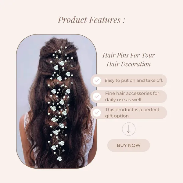 Silver_Artificial_Small_Rose_With_Pearl_Hair_Pin_Accessories_For_Women_Pack_Of_15