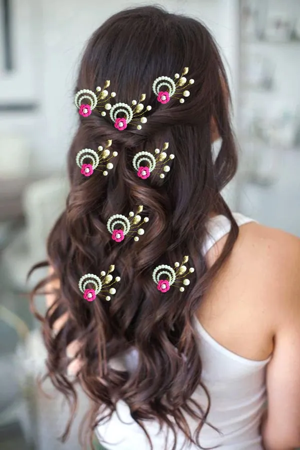 Pack_of_8_Dark_Pink_Artificial_Flower_With_Pearls_Hair_Pin_Accessories_For_Women