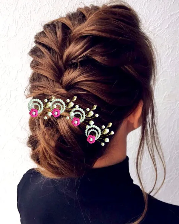 Pack_of_8_Dark_Pink_Artificial_Flower_With_Pearls_Hair_Pin_Accessories_For_Women