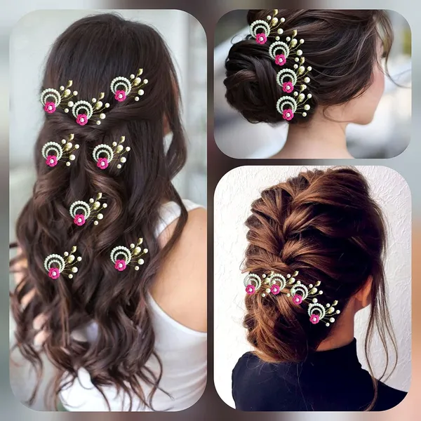 Pack_of_8_Dark_Pink_Artificial_Flower_With_Pearls_Hair_Pin_Accessories_For_Women
