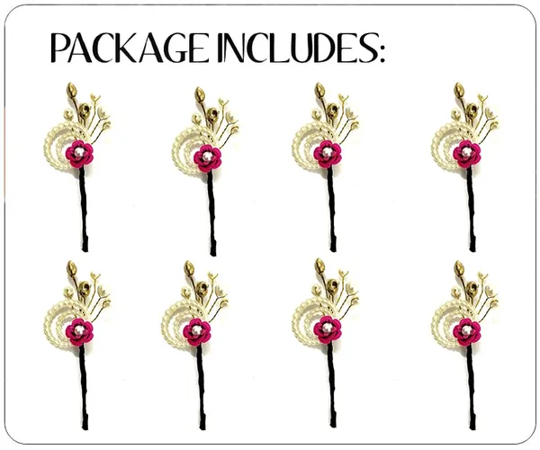 Pack_of_8_Dark_Pink_Artificial_Flower_With_Pearls_Hair_Pin_Accessories_For_Women