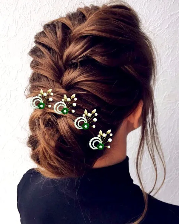 Pack_of_8_Green_Artificial_Flower_With_Pearls_Hair_Pin_Accessories_For_Women