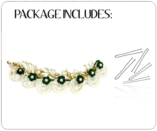 Green_Artificial_Flowers_With_Pearls_Peacock_Feather_Shape_Hair_Vein_Accessories_For_Women_&_Girls