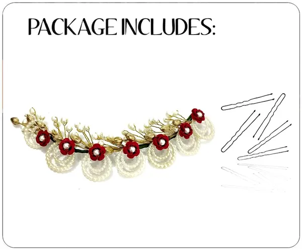 Red_Artificial_Flowers_With_Pearls_Peacock_Feather_Shape_Hair_Vein_Accessories_For_Women_&_Girls