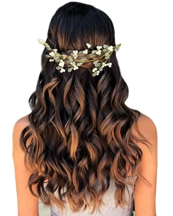 Silver_&_White_Pearls_With_Beads_Hair_Pin_Leaf_Designed_Artificial_Bridal_Hair_Vien