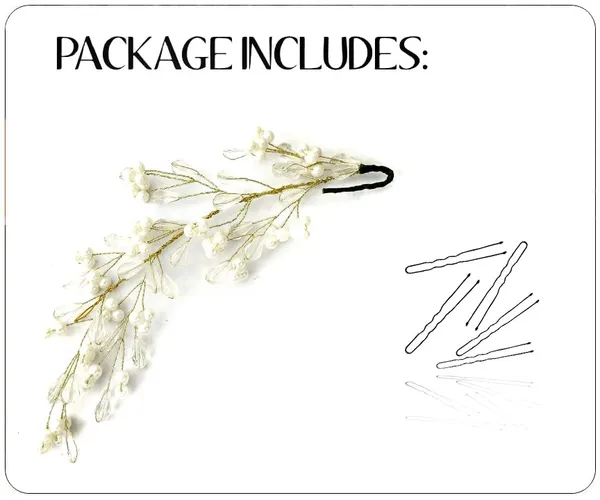 Silver_&_White_Pearls_With_Beads_Hair_Pin_Leaf_Designed_Artificial_Bridal_Hair_Vien