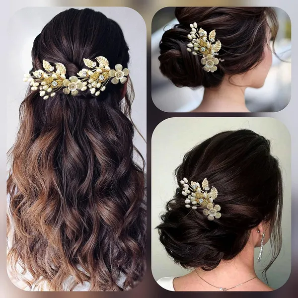 Pack_of_2_White_Artificial_Flower_And_Leaves_With_Stones_And_Pearls_Comb_Slide_Hair_Pin_Accessories_For_Women