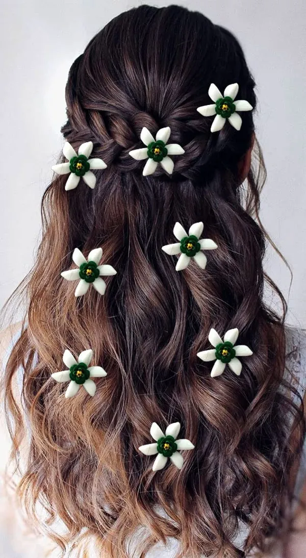 Pack_of_8_Green_Artificial_Jasmine_Flower_With_Pearls_Hair_Pin_Bridal_Hair_Accessories_Pins