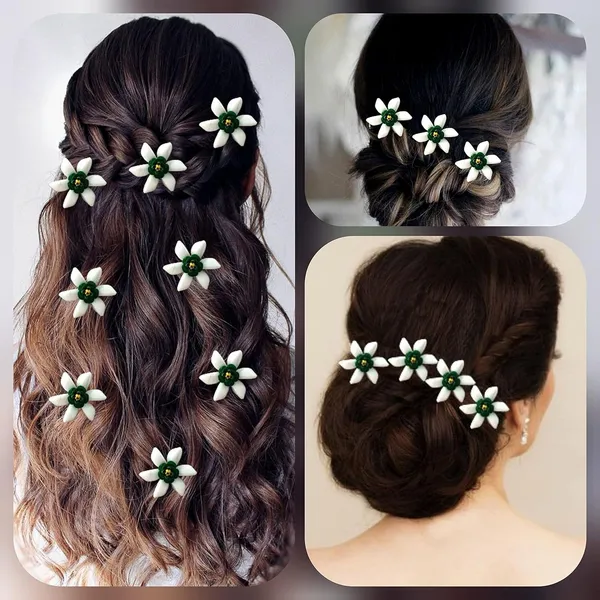 Pack_of_8_Green_Artificial_Jasmine_Flower_With_Pearls_Hair_Pin_Bridal_Hair_Accessories_Pins