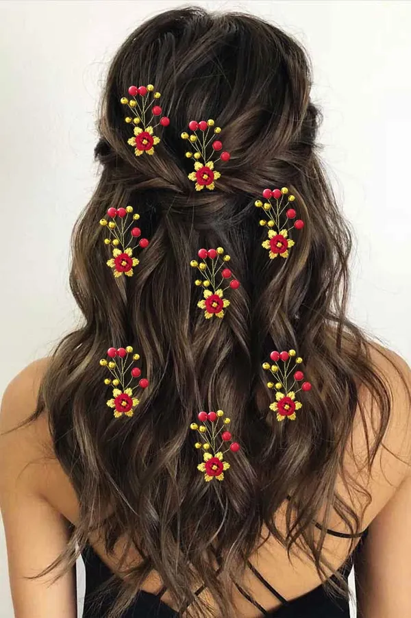 Pack_of_8_Red_Artificial_Flower_With_Beads_Hair_Pin_For_Women
