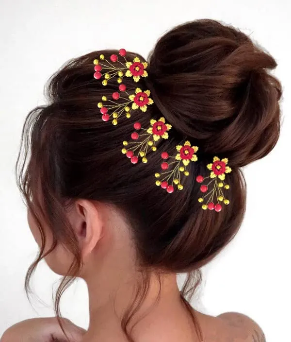 Pack_of_8_Red_Artificial_Flower_With_Beads_Hair_Pin_For_Women