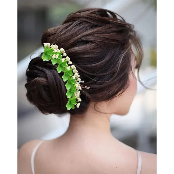 Green_Artificial_Flower_With_Grass_Leaves_Hair_Pin_For__And_Women_Pack_Of_12