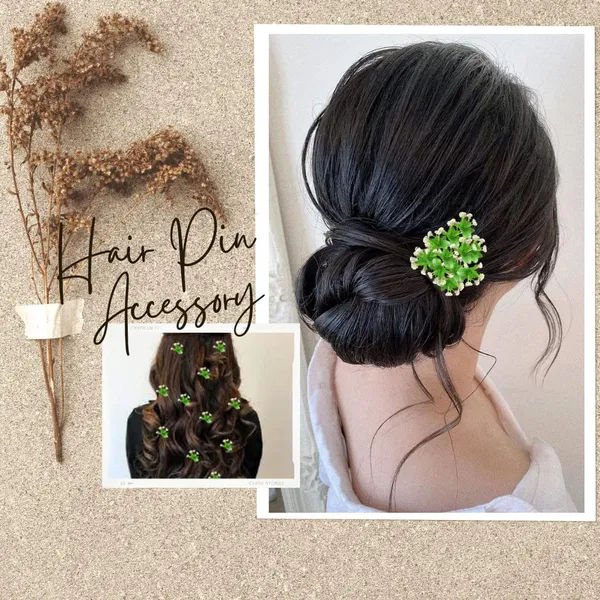 Green_Artificial_Flower_With_Grass_Leaves_Hair_Pin_For__And_Women_Pack_Of_12