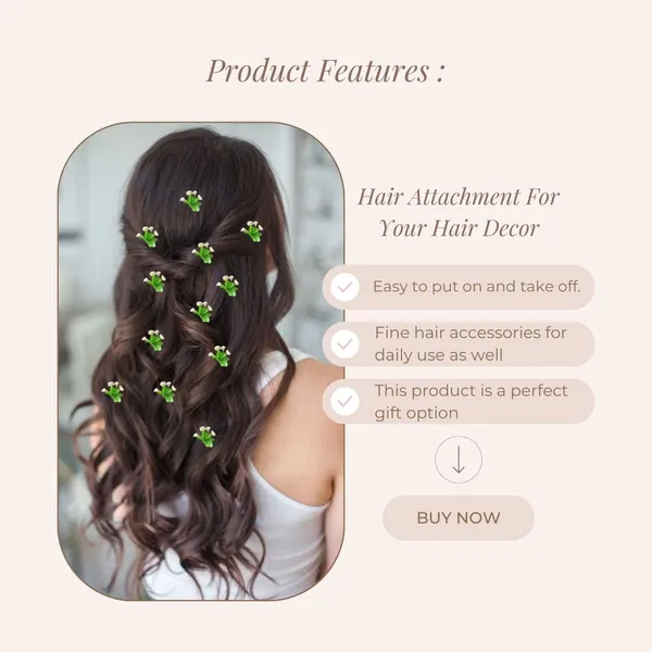 Green_Artificial_Flower_With_Grass_Leaves_Hair_Pin_For__And_Women_Pack_Of_12