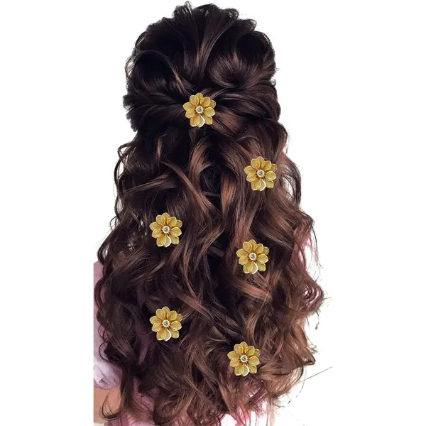 Silver_Artificial_Rounded_Leaf_Designed_Flowers_With_Stones_Hair_Pin_Accessories_For_Women_&_Girls