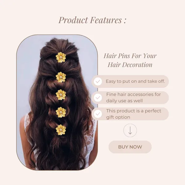 Silver_Artificial_Rounded_Leaf_Designed_Flowers_With_Stones_Hair_Pin_Accessories_For_Women_&_Girls
