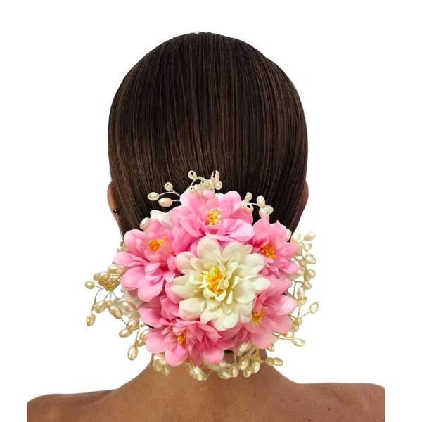 Baby_Pink_Artificial_Floral_Gajra_Judabun_With_Pearl_Bead_Branches_Hairpin_Accessories_For_Women_&_Girls_(14_X_8_X_1_Cm)