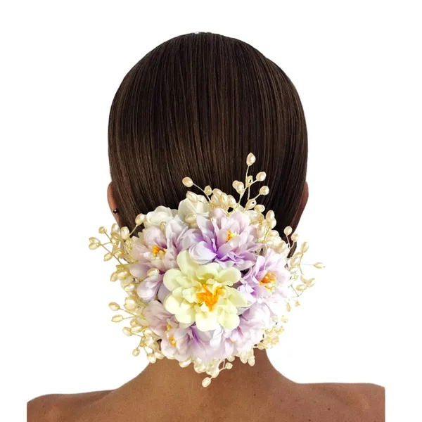 Purple_Artificial_Floral_Gajra_Judabun_With_Pearl_Bead_Branches_Hairpin_Accessories_For_Women_&_Girls_(14_X_8_X_1_Cm)