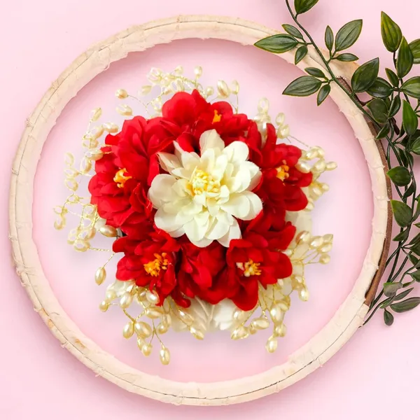 Red_Artificial_Plastic_Floral_Judabun_With_Pearl_Bead_Branches_Design_Hairpin_Accessories_For_Women_&_Girls_(14_X_8_X_1_Cm)