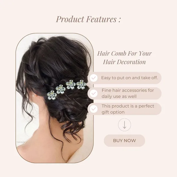 Silver_Stone_Made_Flowers_Hair_Comb_Slide_For_Women_&_Girls