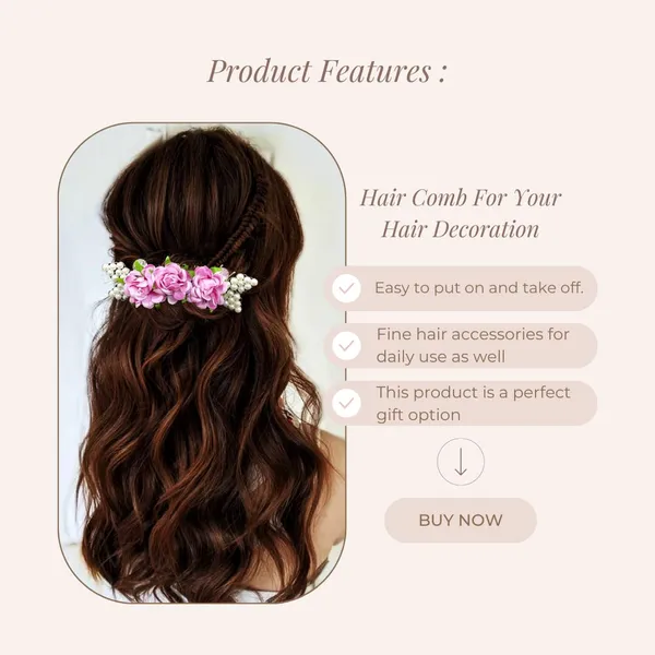 Pink_Artificial_Floral_Comb_Slide_Hair_Pin_Accessories_For_Women_&_Girls