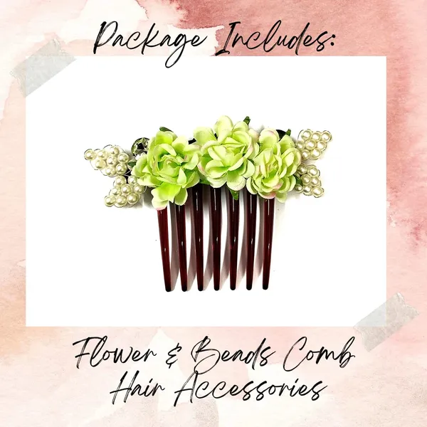 Pista_Green_Acrylic_Comb_And_Cloth_Flower_Hair_Clip_For_Women_&_Girls