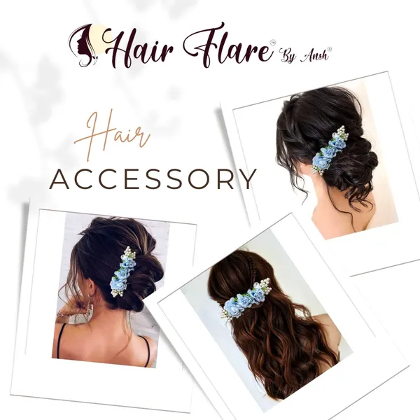 Sky_Blue_Artificial_Floral_Comb_Slide_Hair_Pin_Accessories_For_Women_&_Girls