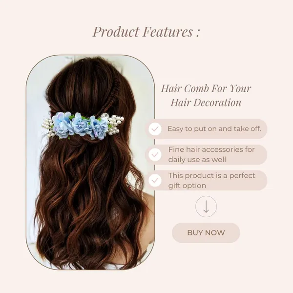 Sky_Blue_Artificial_Floral_Comb_Slide_Hair_Pin_Accessories_For_Women_&_Girls