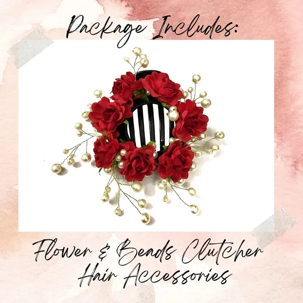 Red_Artificial_Flowers_With_White_Pearls_Hair_Clutcher_For_Women_&_Girls