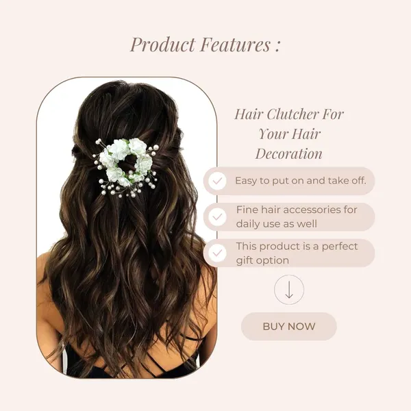 Cream_Artificial_Flowers_With_White_Pearls_Hair_Clutcher_For_Women_&_Girls