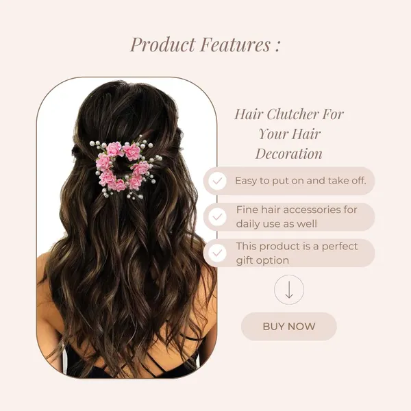 Dark_Pink_Artificial_Flowers_With_White_Pearls_Hair_Clutcher_For_Women_&_Girls
