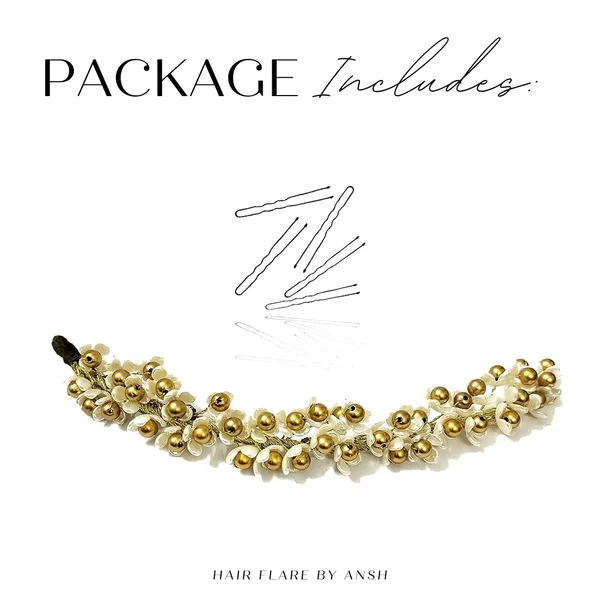 White_&_Golden_Flowers_Hair_Vein_Accessories_For_Women_&_Girls