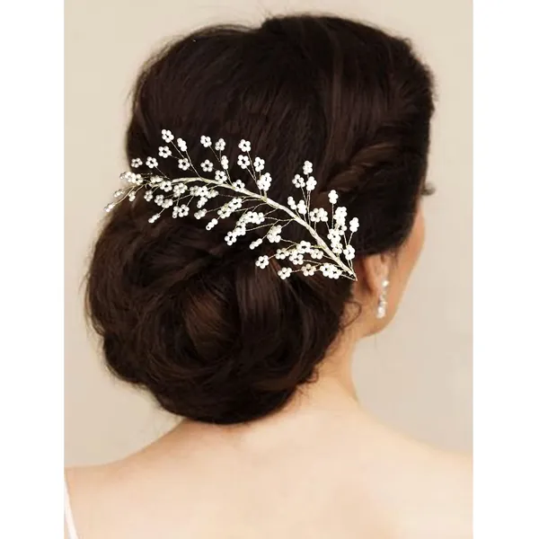 White_Artificial_Pearl_Hair_Vein_Accessories_For_Women_&_Girls