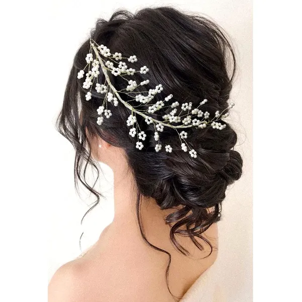 White_Artificial_Pearl_Hair_Vein_Accessories_For_Women_&_Girls