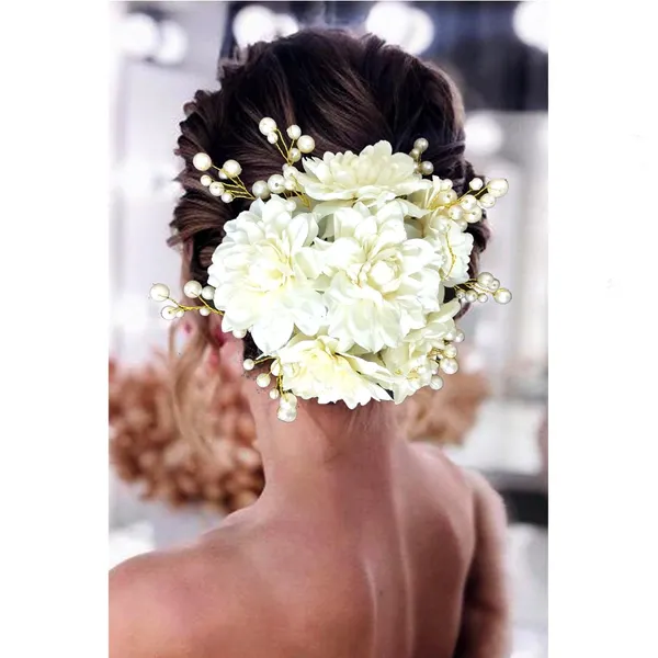 White_Artificial_Metal_Floral_Design_Hairpin_With_Pearl_For_Women_&_Girls_(14_X_8_X_1_Cm)