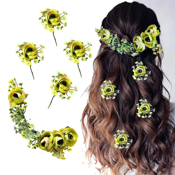 Green_Beautiful_Handmade_Floral_Wedding_Bridesmaid_Hair_Jewellery_(Set_Of_4)_(14_X_8_X_1_Cm)
