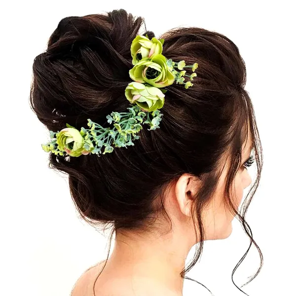 Green_Artificial_Metal_Floral_Design_Hairpin_With_Rounded_Leaf_For_Women_&_Girls_(14_X_8_X_1_Cm)