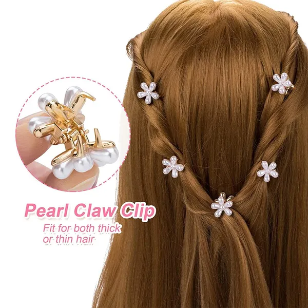 White_Mini_Pearl_Claw_Clips_With_Flower_Design_Small_Pearl_Hair_Jaw_Clips_For_Women_&_Girls_(Set_Of_6_Pins)