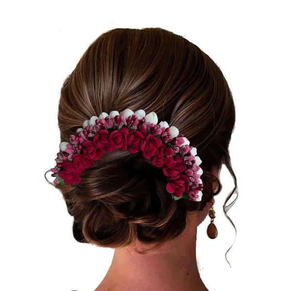 Maroon_Rose_Floral_With_Pollen_Hair_Vein_Accessories_For_Women_(14_X_8_X_1_Cm)