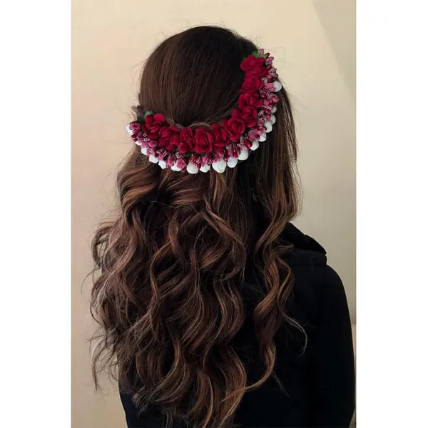 Maroon_Rose_Floral_With_Pollen_Hair_Vein_Accessories_For_Women_(14_X_8_X_1_Cm)