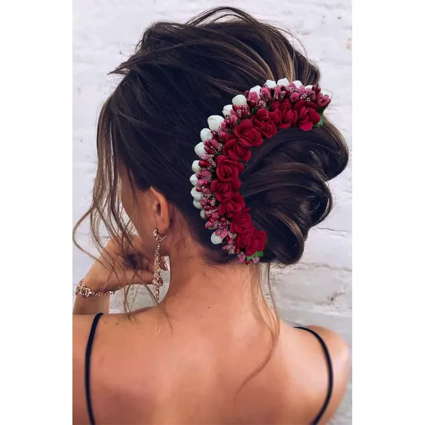 Maroon_Rose_Floral_With_Pollen_Hair_Vein_Accessories_For_Women_(14_X_8_X_1_Cm)