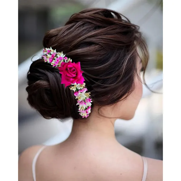 Dark_Pink_Rose_Flower_With_Leaf_Pollens_&_Pearl_Design_Hair_Vein_For_Women_&_Girls_(14_X_8_X_1_Cm)