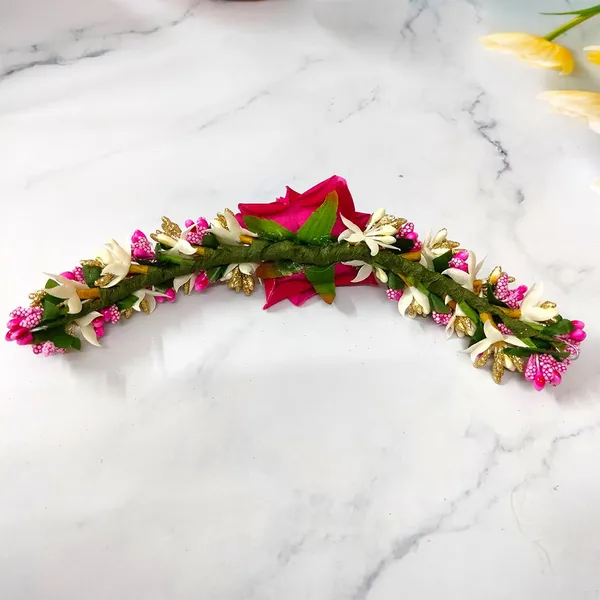 Dark_Pink_Rose_Flower_With_Leaf_Pollens_&_Pearl_Design_Hair_Vein_For_Women_&_Girls_(14_X_8_X_1_Cm)