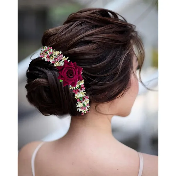 Maroon_Rose_Flower_With_Leaf_Pollens_&_Pearl_Design_Hair_Vein_For_Women_&_Girls_(14_X_8_X_1_Cm)